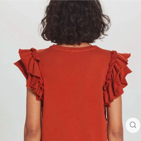 NWOT 169.00 Flutter  Sleeve French Terry Shell Top In Picante Large - Picture 2 of 4